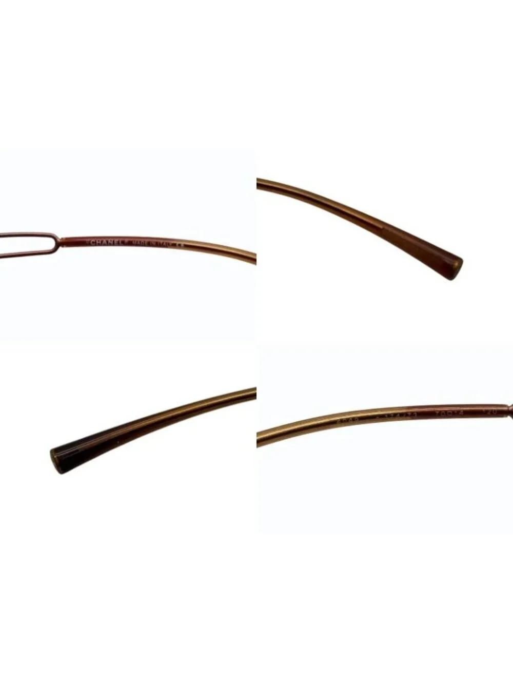 Chanel Rimless Sunglasses CC Logo Blanc Brown Eyewear